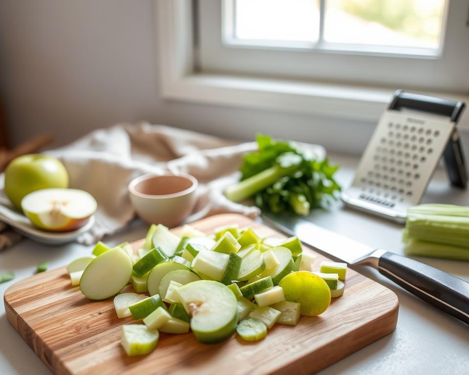 preparación de ensaladas con ingredientes frescos